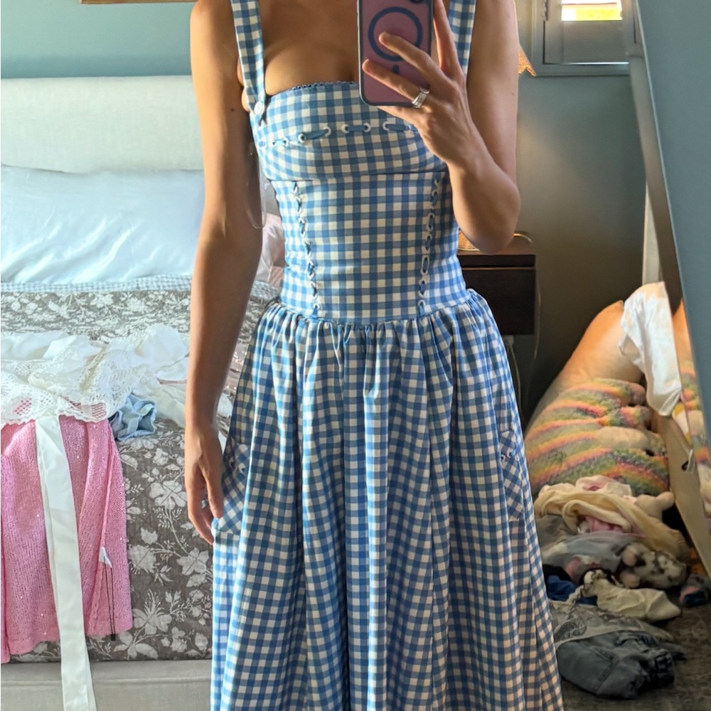 House of CB Vivien Gingham Women's Dress Blue XS